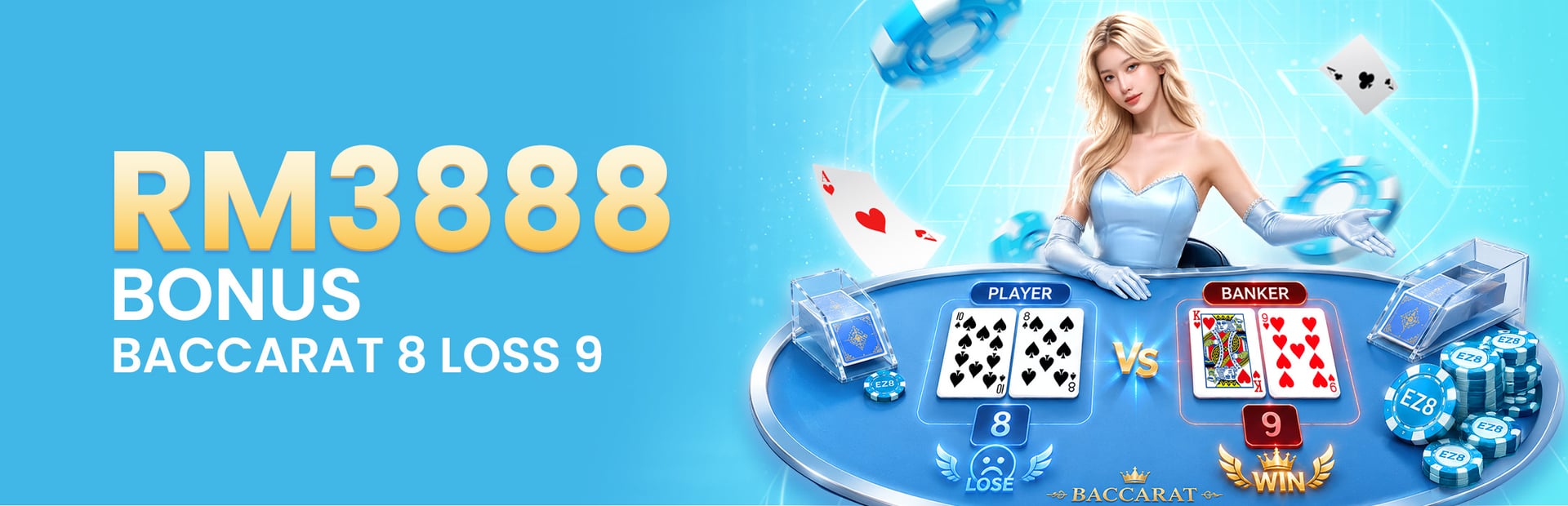 RM3888 Baccarat 8 Lose 9, We Pay
